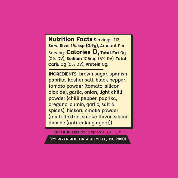 Nutrition facts label with ingredients on a pink background