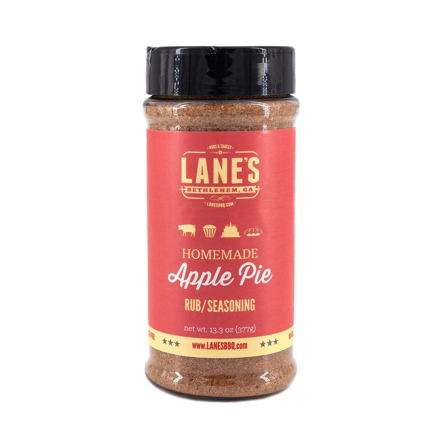 Jar of Lane's Homemade Apple Pie Rub/Seasoning on a white background