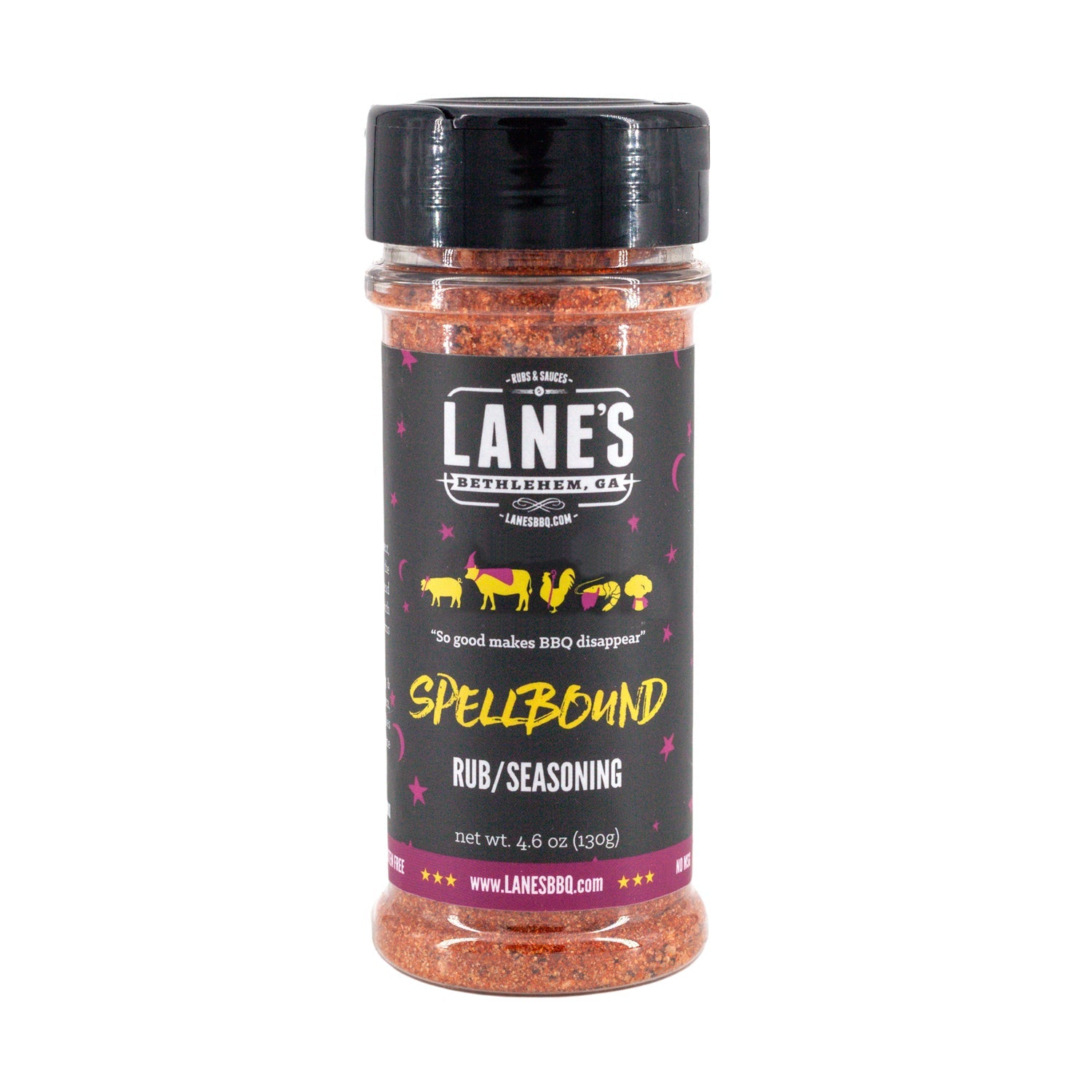 Jar of Lane's Spices Spellbound Rub/Seasoning on a white background