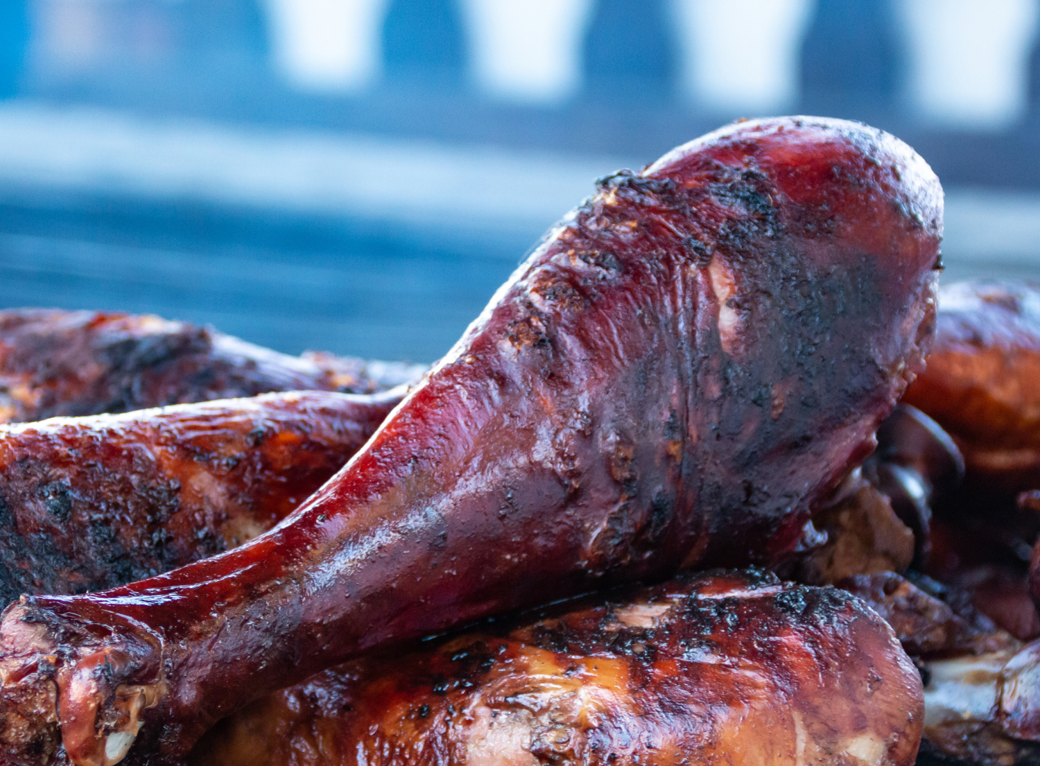 Turkey drumstick on the grill
