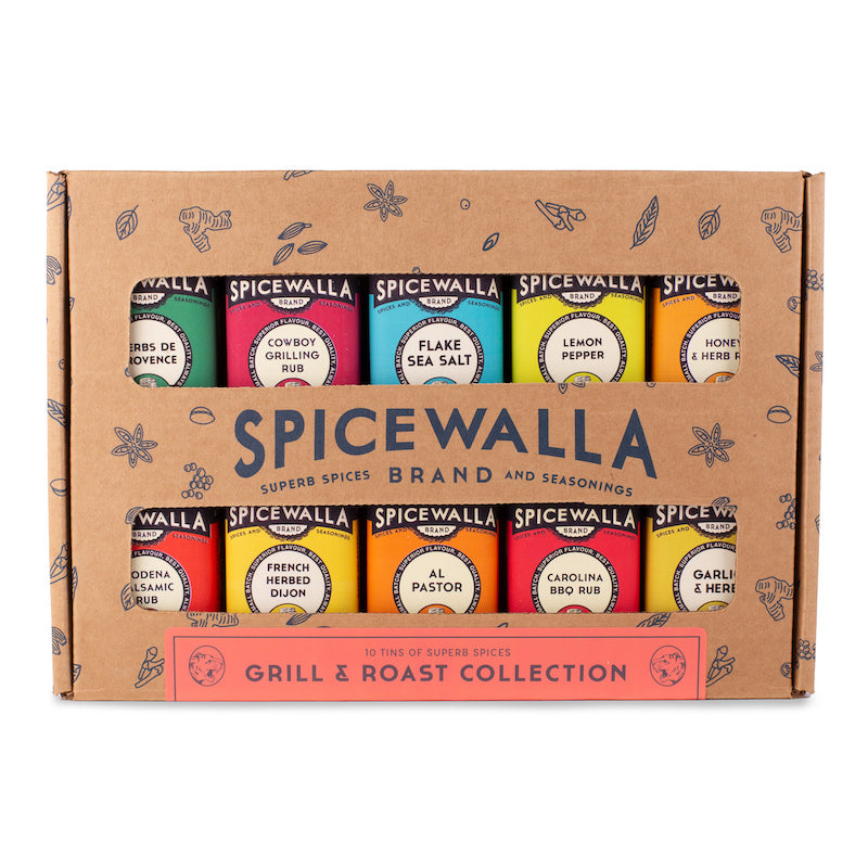 Spicewalla spice collection in a cardboard box on a white background