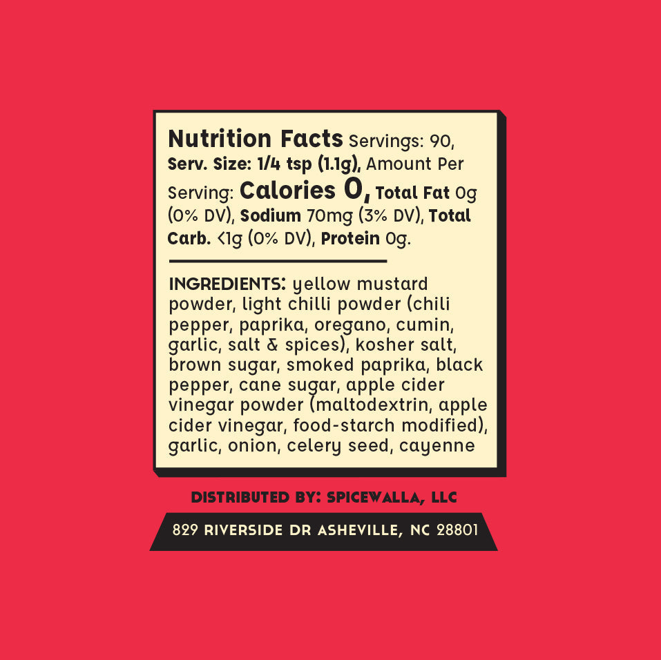Nutrition facts label with ingredients on a red background