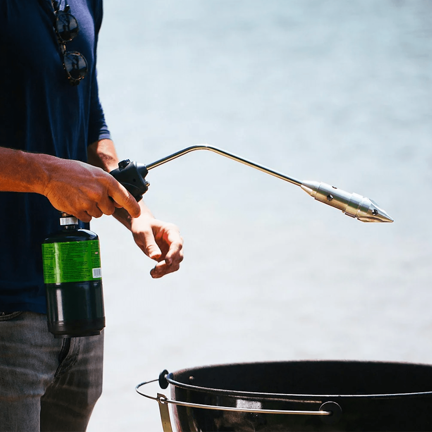 RocketFire Torch - Holding Torch to Charcoal Grill