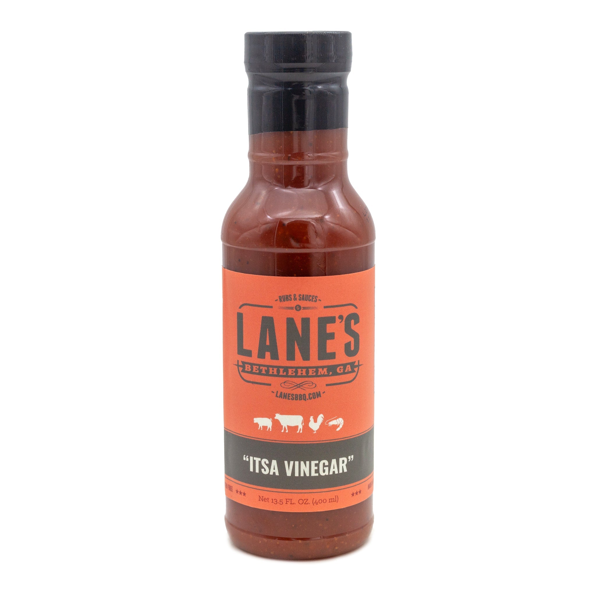 Bottle of Lane's Itsa Vinegar on a white background